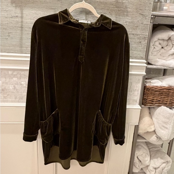 Large r. Vivimos Womens Velvet Long Sleeve Pocket Casual Mini Shirt Dress green - Picture 13 of 14